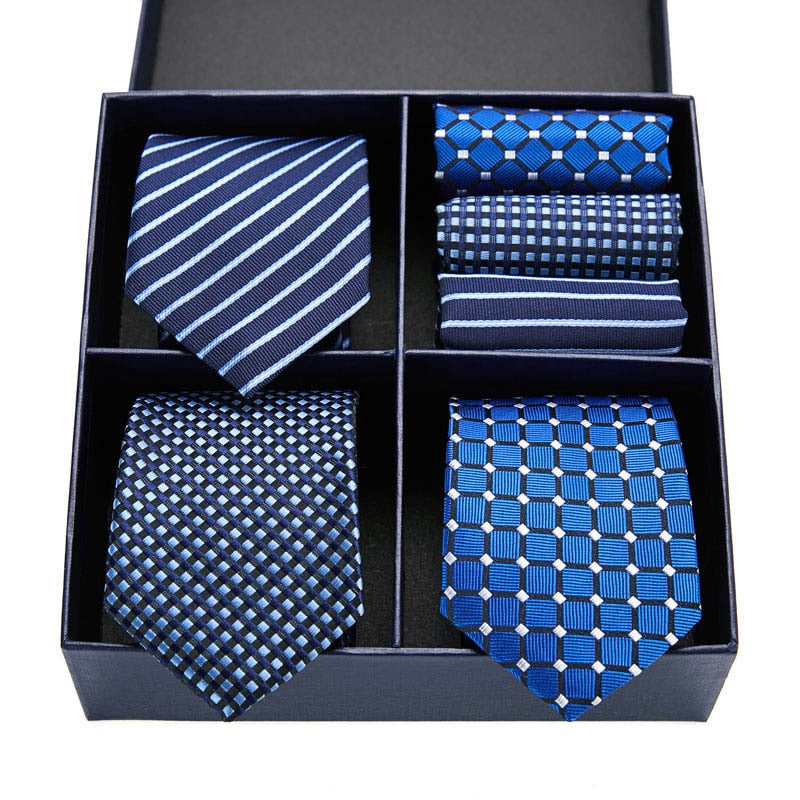 Geschenkbox-Set Herren-Krawatte, Seide, klassisches Jacquard-Gewebe, extra langes Krawatten-Einstecktuch-Set für formelle Hochzeitsfeier für Männer