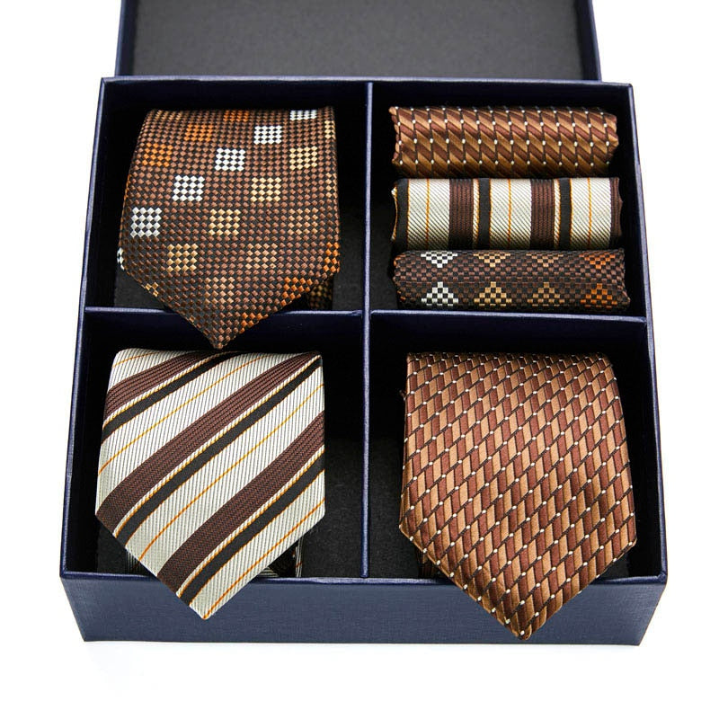 Geschenkbox-Set Herren-Krawatte, Seide, klassisches Jacquard-Gewebe, extra langes Krawatten-Einstecktuch-Set für formelle Hochzeitsfeier für Männer