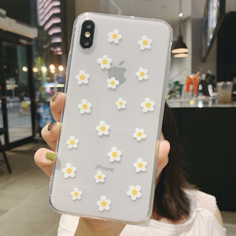 Klare Cartoon Bunte Blumen Handyhülle für iPhone 13, 12, 11, 14Pro Max, X, XR, XS, Max, 12 Mini 6, 6s, 7, 8 Plus, SE, Süße Soft Shell