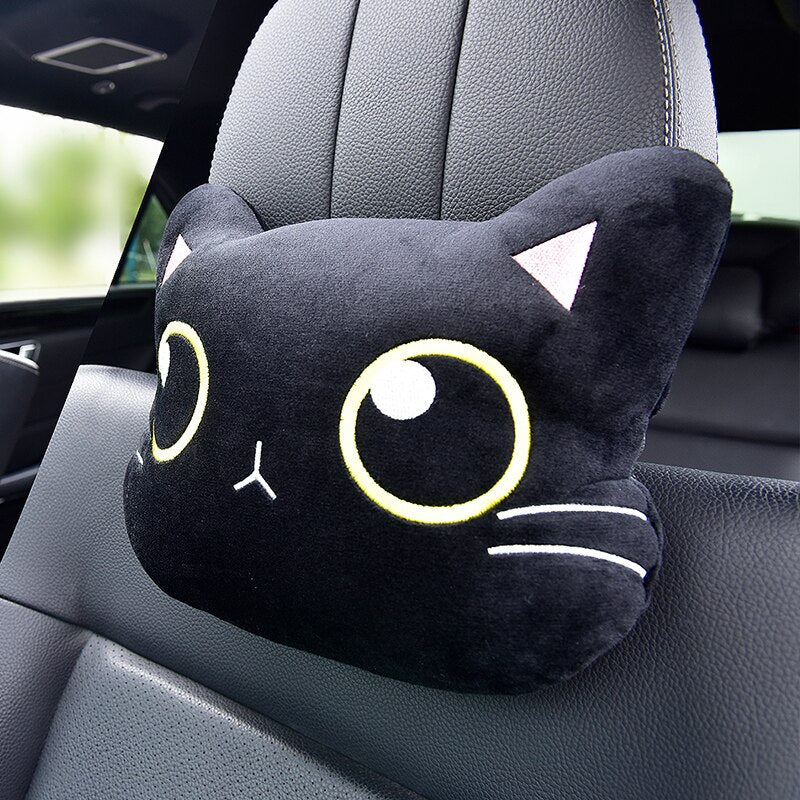 Nette Katze Auto Hals Kissen, Cartoon KatzenKopf Auto Kopfstütze, Reise Kissen Katze Sicherheitsgurt Schulter Pads Abdeckungen, Rückspiegel Abdeckung