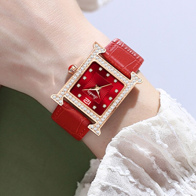 2023 neue Mode Damenuhren, Mode Leder Quarzuhr, TOP Marke Luxus Zifferblatt Einfache Rose Gold