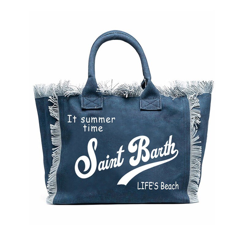 Saint Barth Gedruckte Damen Handtasche, Gedruckte Reisetasche Große Kapazität, Design Sommer Freizeit-Urlaub Quaste