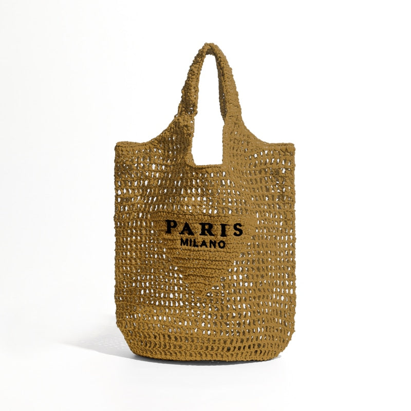 Luxus Design Frauen Geflochtene Bast Stroh Tasche Große Kapazität, Sommer Strandurlaub Schultertasche