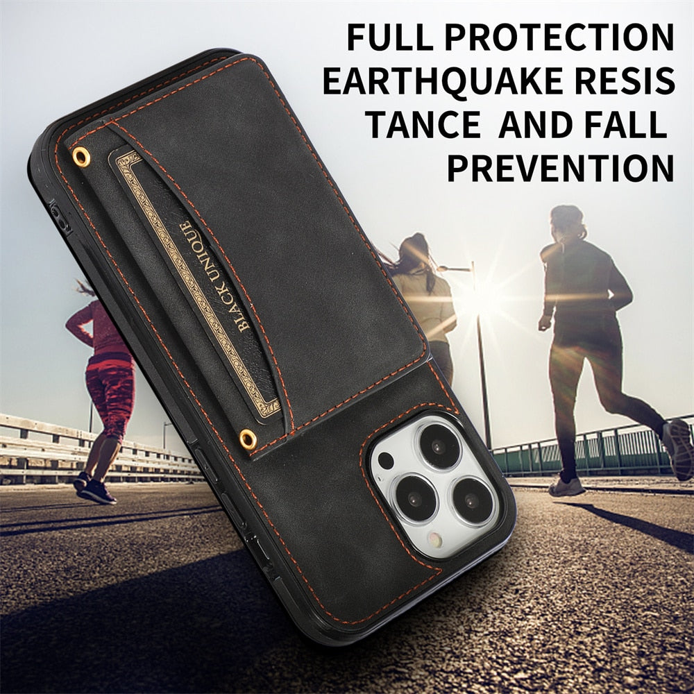 Retro gefaltete matte Leder-Wallet-Hülle für iPhone 14 Plus, 13, 12, 11 Pro Max mit Kartenhalter Slots