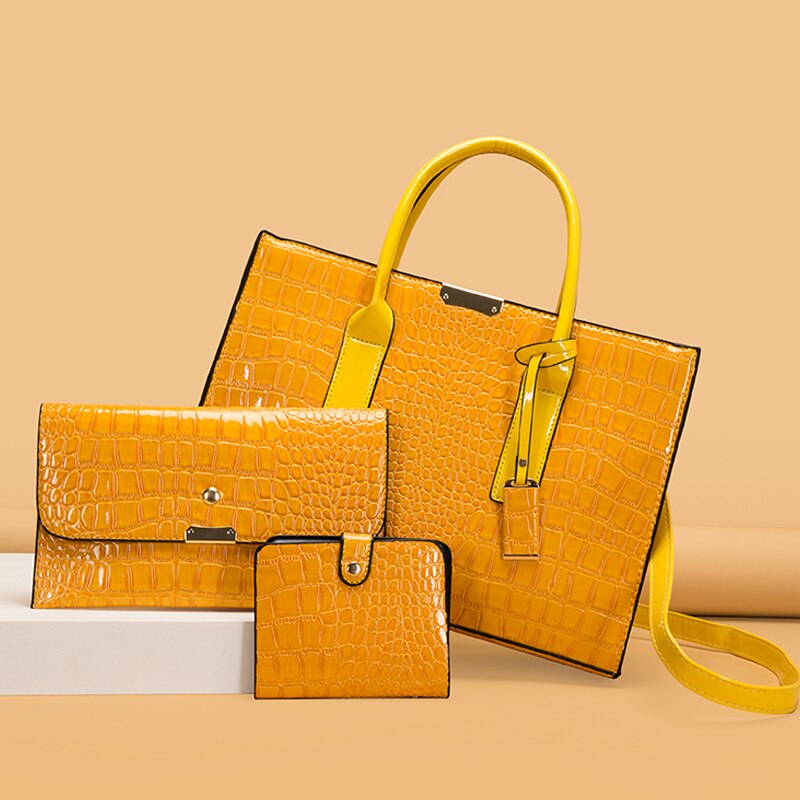 Luxus Damen Ledertaschen, Designer Krokodil Muster Schulter Tasche