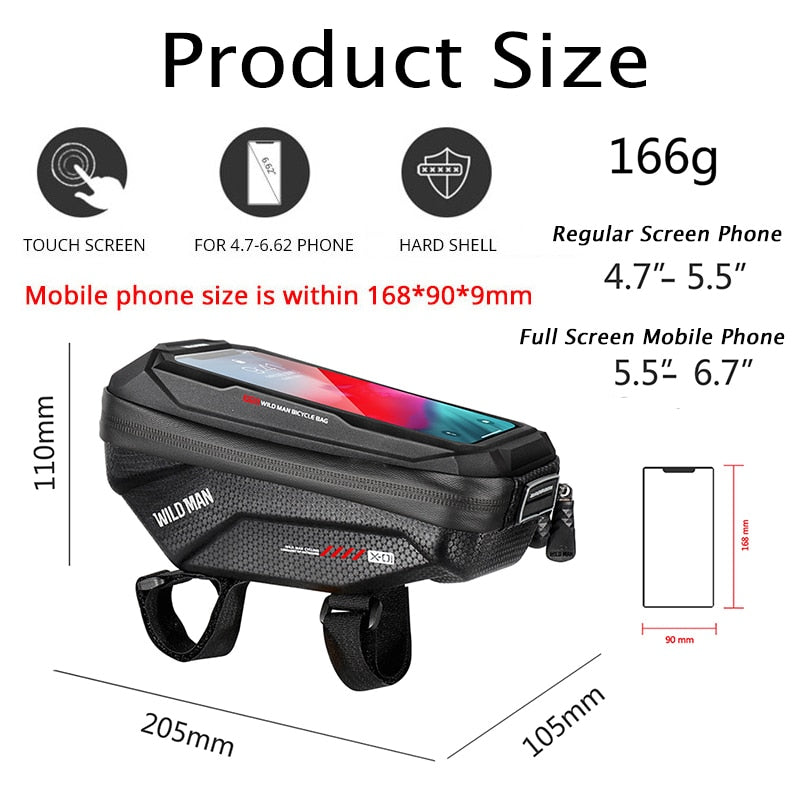 Radfahren Lenkertasche, Regenfeste 6,7 Zoll Fahrradtasche mit Touchscreen
