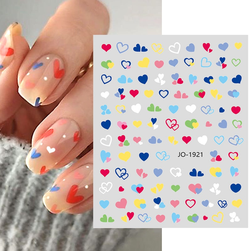 1PCS 3D Nagelzubehör, Maniküre-Nagelteile, Nageldekoration mit Liebes-Herz Aufkleber