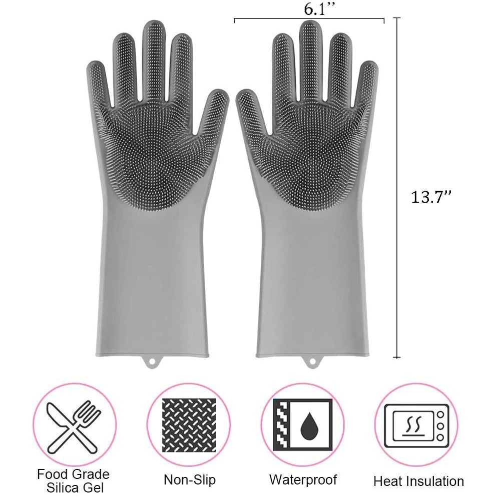 Geschirrspül-Reinigungshandschuhe, magische Silikon-Gummi-Geschirrspülhandschuhe für Haushaltsschwammwäscher