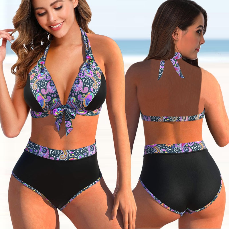 2023 neue Hohe Taille Sexy Badeanzug für Damen, zwei Stücke set Print Push Up Bademode