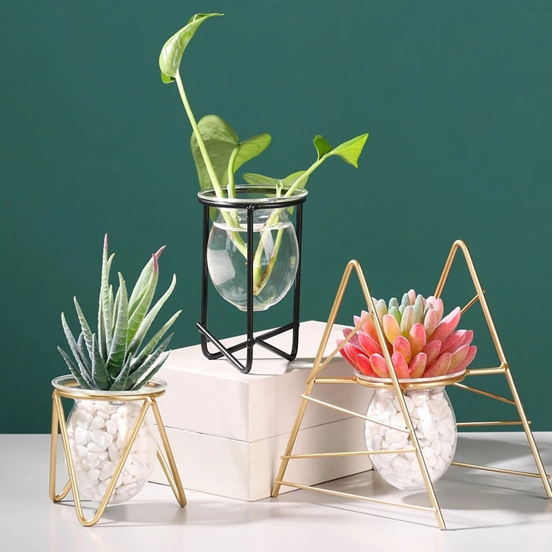 Iron Line Blumenvase, Metall, Pflanzenhalter, moderne Wohnkultur
