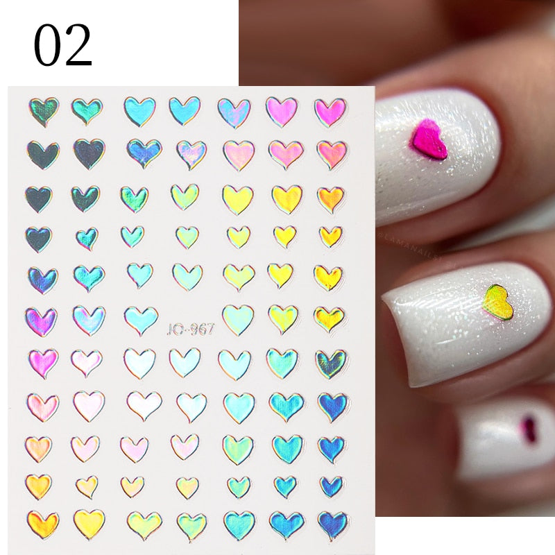 1PCS 3D Nagelzubehör, Maniküre-Nagelteile, Nageldekoration mit Liebes-Herz Aufkleber