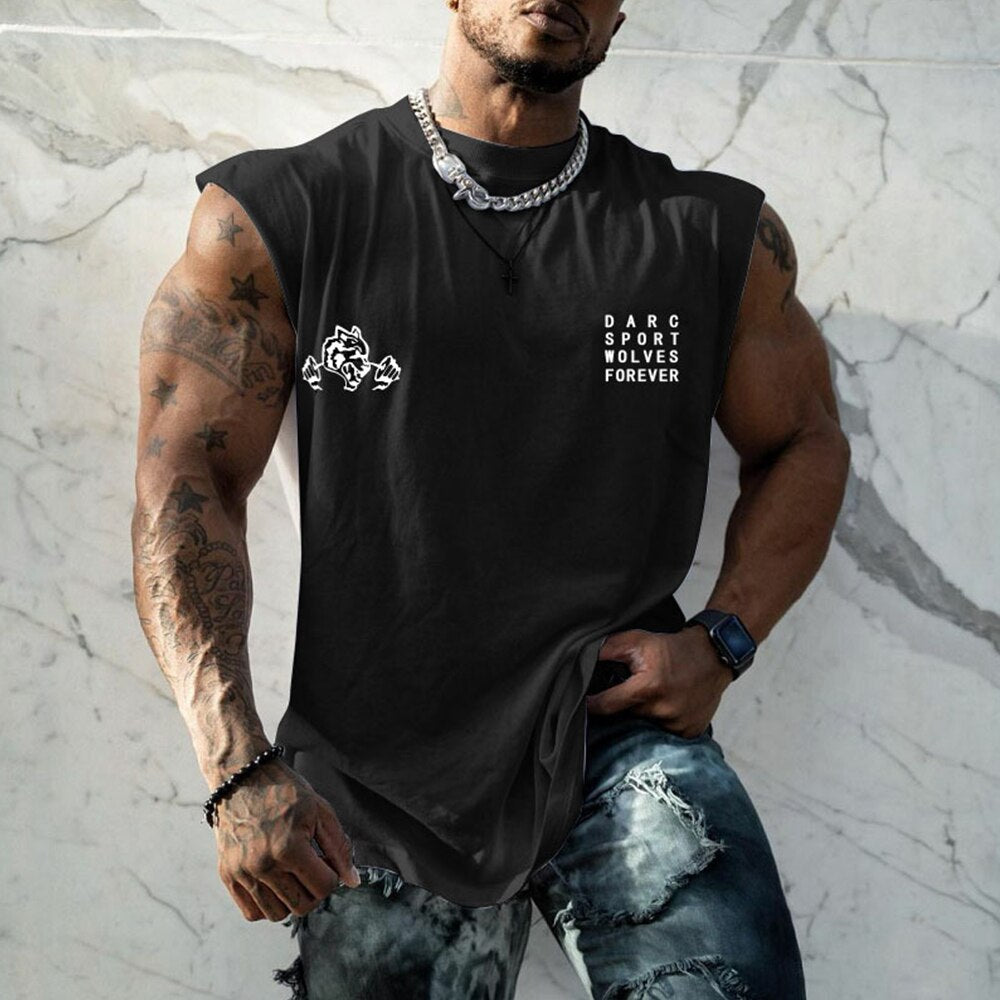 Modisches ärmelloses T-Shirt für Herren, Workout-Tank-Weste, lässige Sportwesten