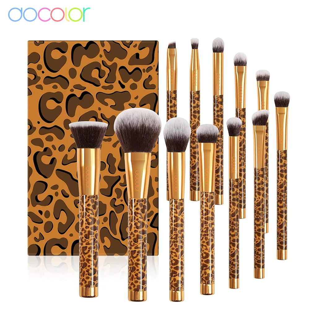 Docolor Goth Make-up-Pinsel-Set, 12-teilig, professionelle Gesichtspuder, Lidschatten, Foundation, Mischkosmetik, professionelle Pinsel