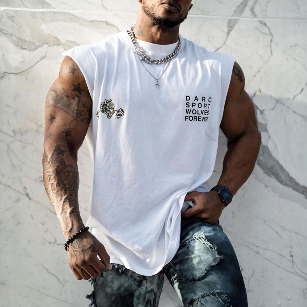 Modisches ärmelloses T-Shirt für Herren, Workout-Tank-Weste, lässige Sportwesten
