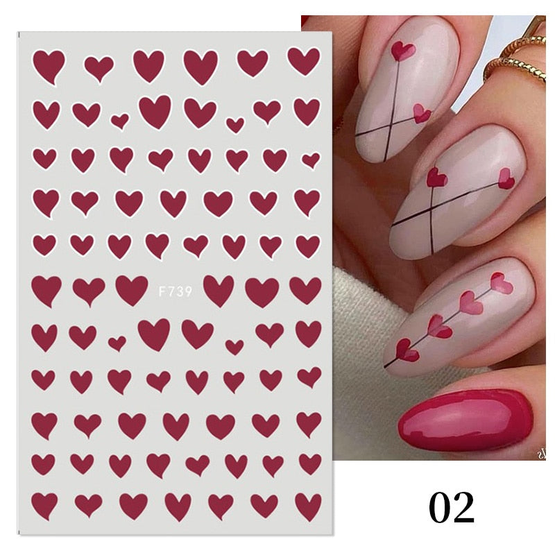 1PCS 3D Nagelzubehör, Maniküre-Nagelteile, Nageldekoration mit Liebes-Herz Aufkleber