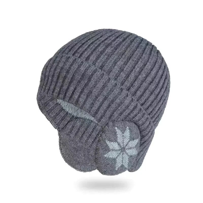 Neue Outdoor Unisex-Winterstrickmütze mit Pelzfutter und Ohrenklappen, modische Beanie-Mütze für Männer und Frauen