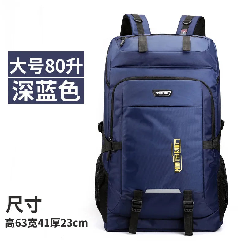 60L 80L Hiking Camping Backpack Nylon Waterproof Large Capacity Luggage Rucksack Men Women Outdoor Climbing Travel Sports Bag