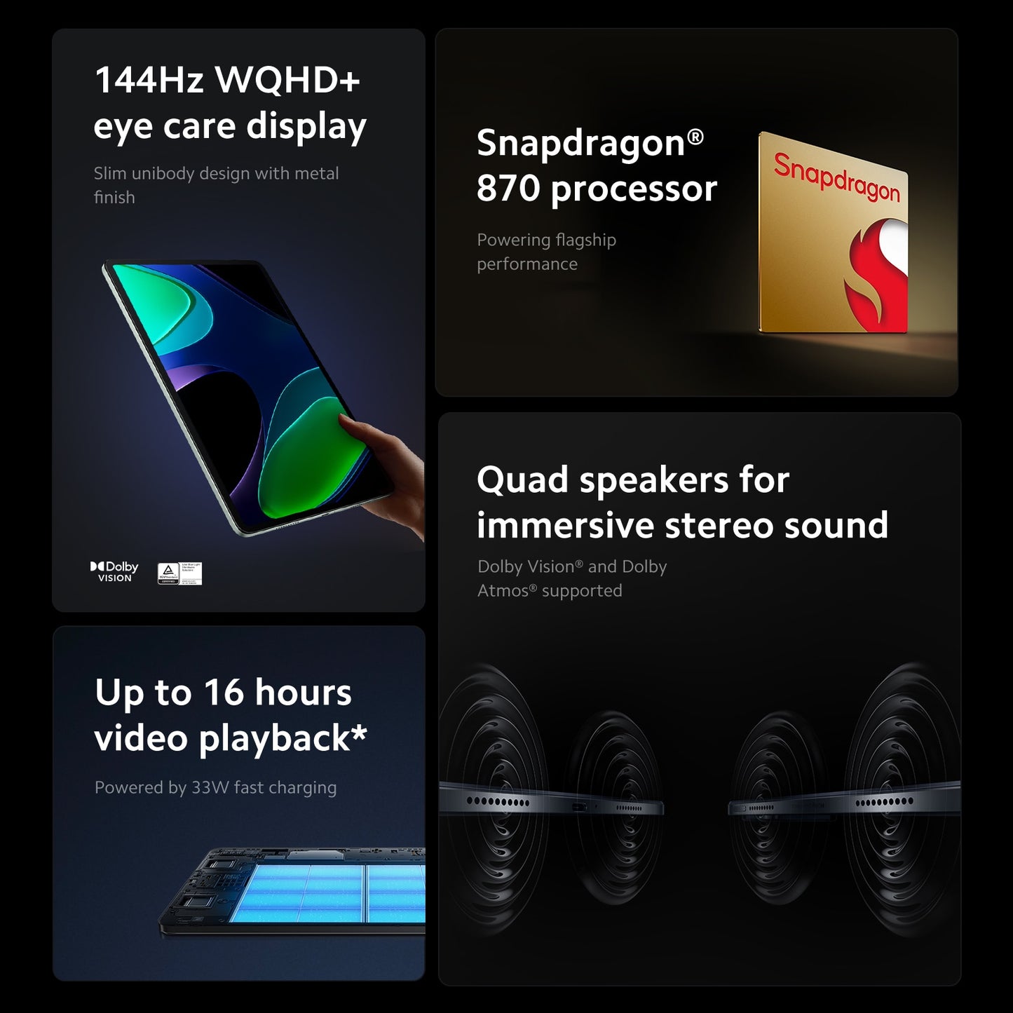 Weltpremiere Xiaomi Pad 6 Global Version 128 GB/256 GB, Snapdragon 870 Prozessor 144 Hz WQHD+ 8840 mAh, 33 W Schnelllade-Tablet
