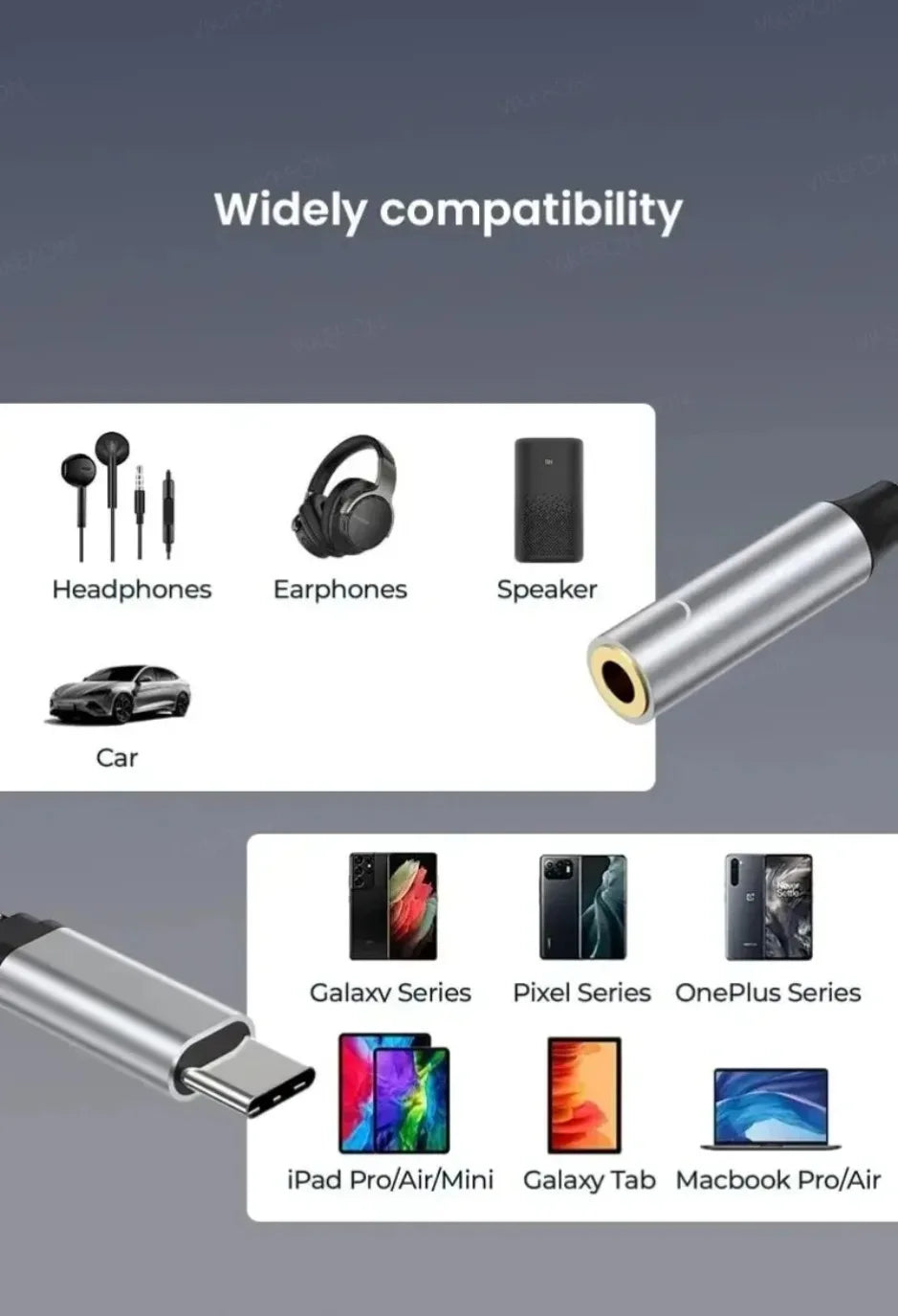 XIKCU 2 in 1 USB C to 3.5mm Headphone and Charger Adapter USB C PD 3.0 Port to Aux Audio Jack Fast Charging Dongle Cable Cord