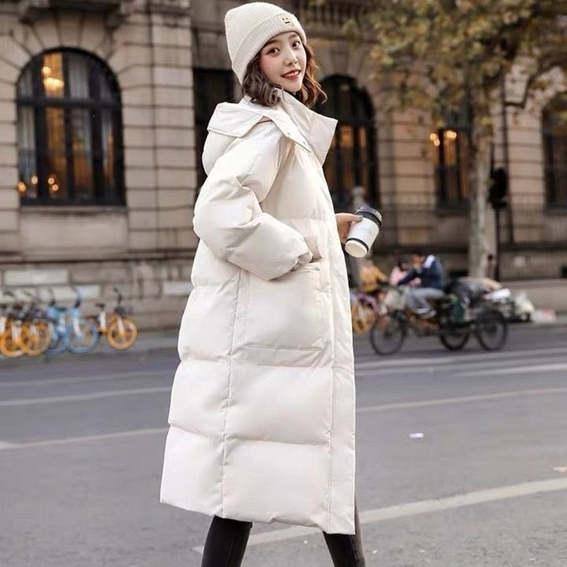 Daunengepolsterte Jacke für Damen im Winter 2023 im neuen Stil, koreanischer, lockerer mit Baumwolle gefütterter Mantel