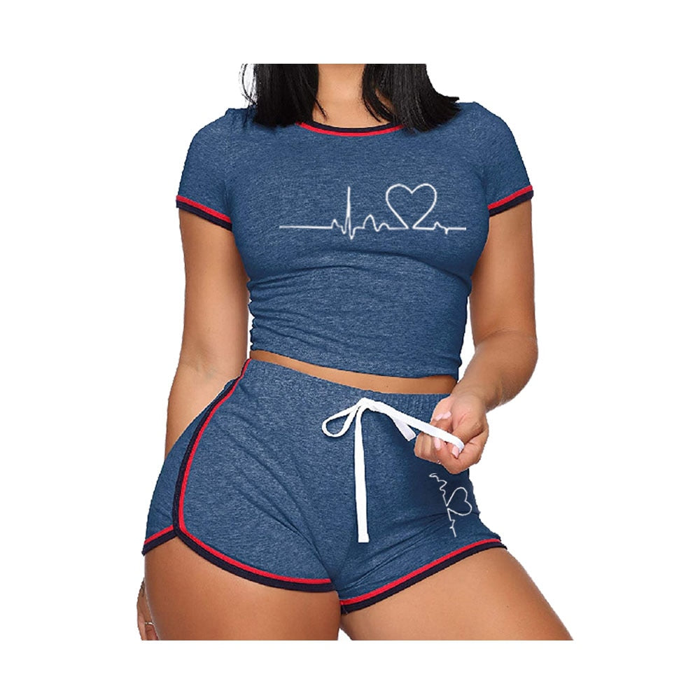 2-teilige Shorts-Sets für Damen-Outfits, kurzärmelige Trainingskleidung, Sportbekleidung für den Sommer