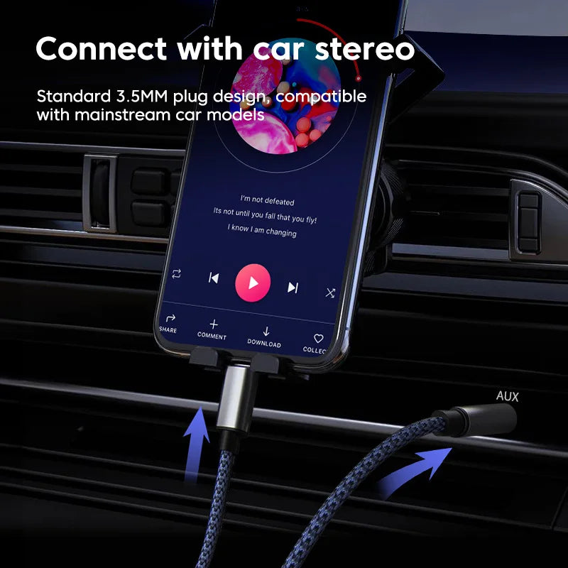 2 in 1 Aux Audio Cable Type C/Lightning To 3.5mm Male Cable For Car Headphone phone USB C IOS to 3.5mm Aux Converter Jack Cable