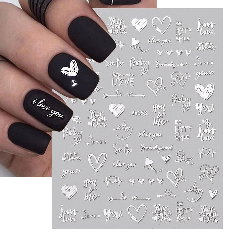 1PCS 3D Nagelzubehör, Maniküre-Nagelteile, Nageldekoration mit Liebes-Herz Aufkleber