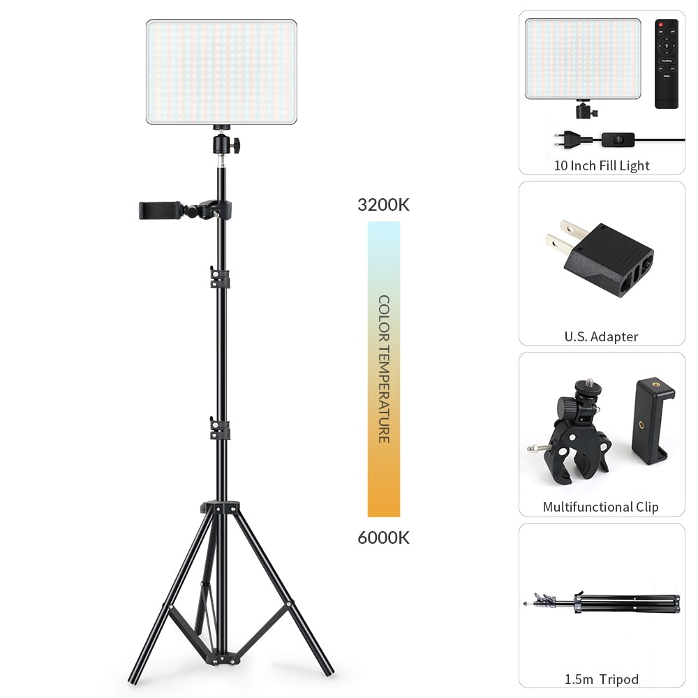 LED Foto Studio Licht 3200K-5600K für Professionelle Fotographie, Beleuchtung mit Stativ für Live-Stream