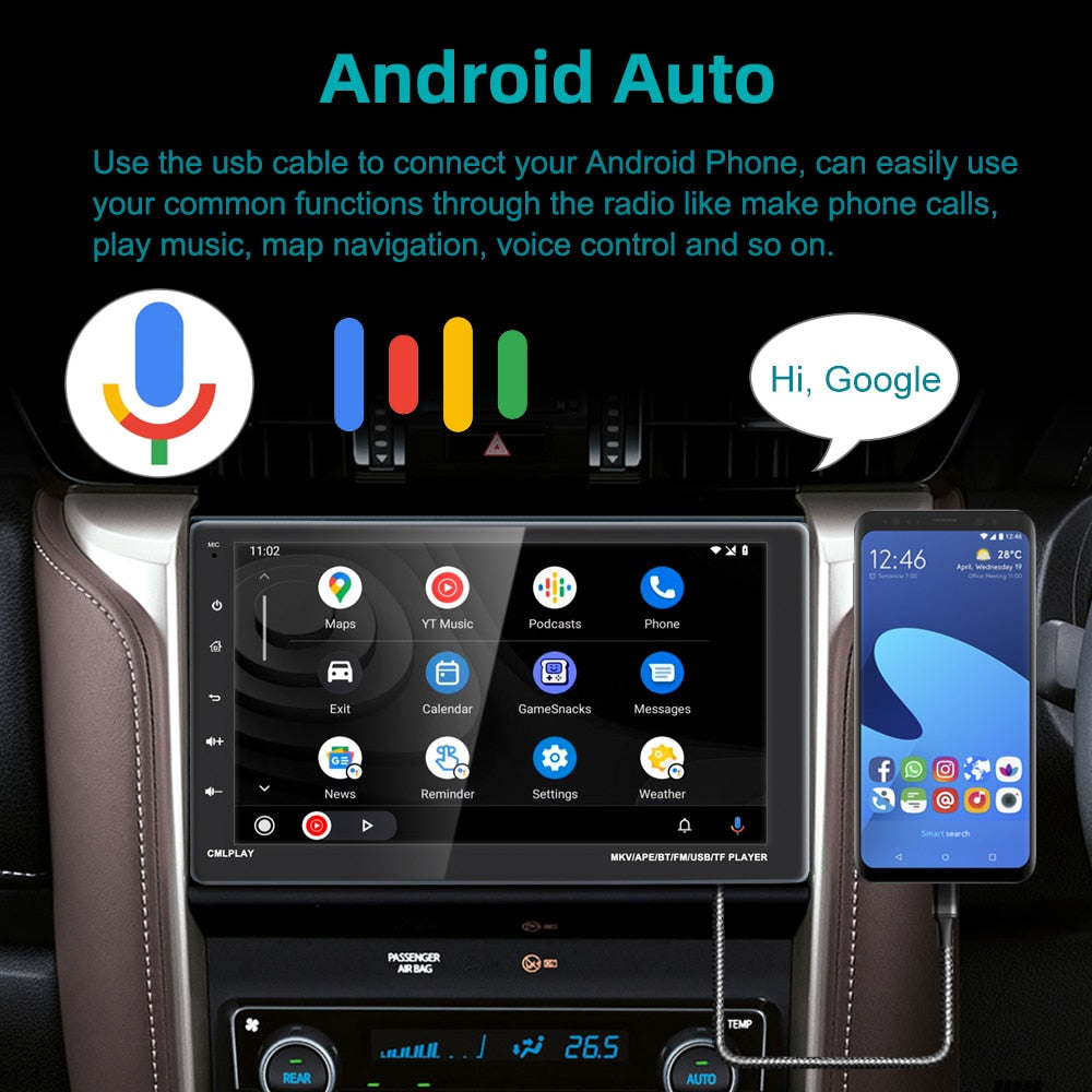 Touchscreen 1 Din Carplay Universal MP5 Phonelink, Auto Multimedia Player mit Bluetooth Unterstützung, Auto FM Audio USB
