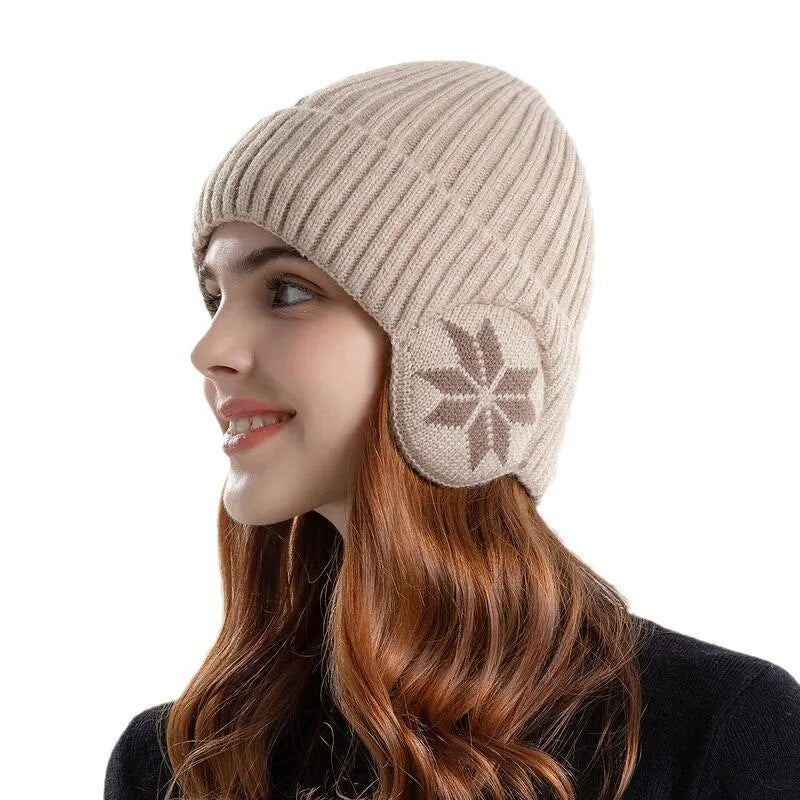 Neue Outdoor Unisex-Winterstrickmütze mit Pelzfutter und Ohrenklappen, modische Beanie-Mütze für Männer und Frauen