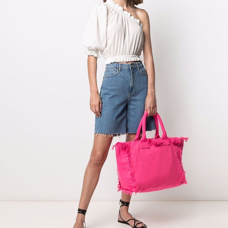 Saint Barth Gedruckte Damen Handtasche, Gedruckte Reisetasche Große Kapazität, Design Sommer Freizeit-Urlaub Quaste
