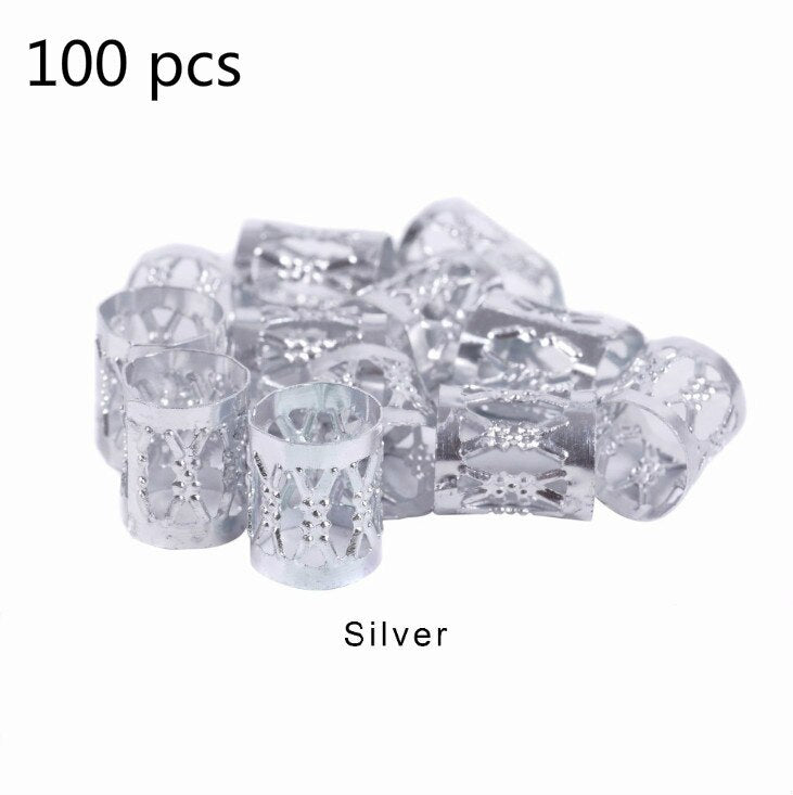 50–200 Stück afrikanische Haarringe Manschetten, Zöpfe Schmuck Dekoration Zubehör Gold Silber Perlen