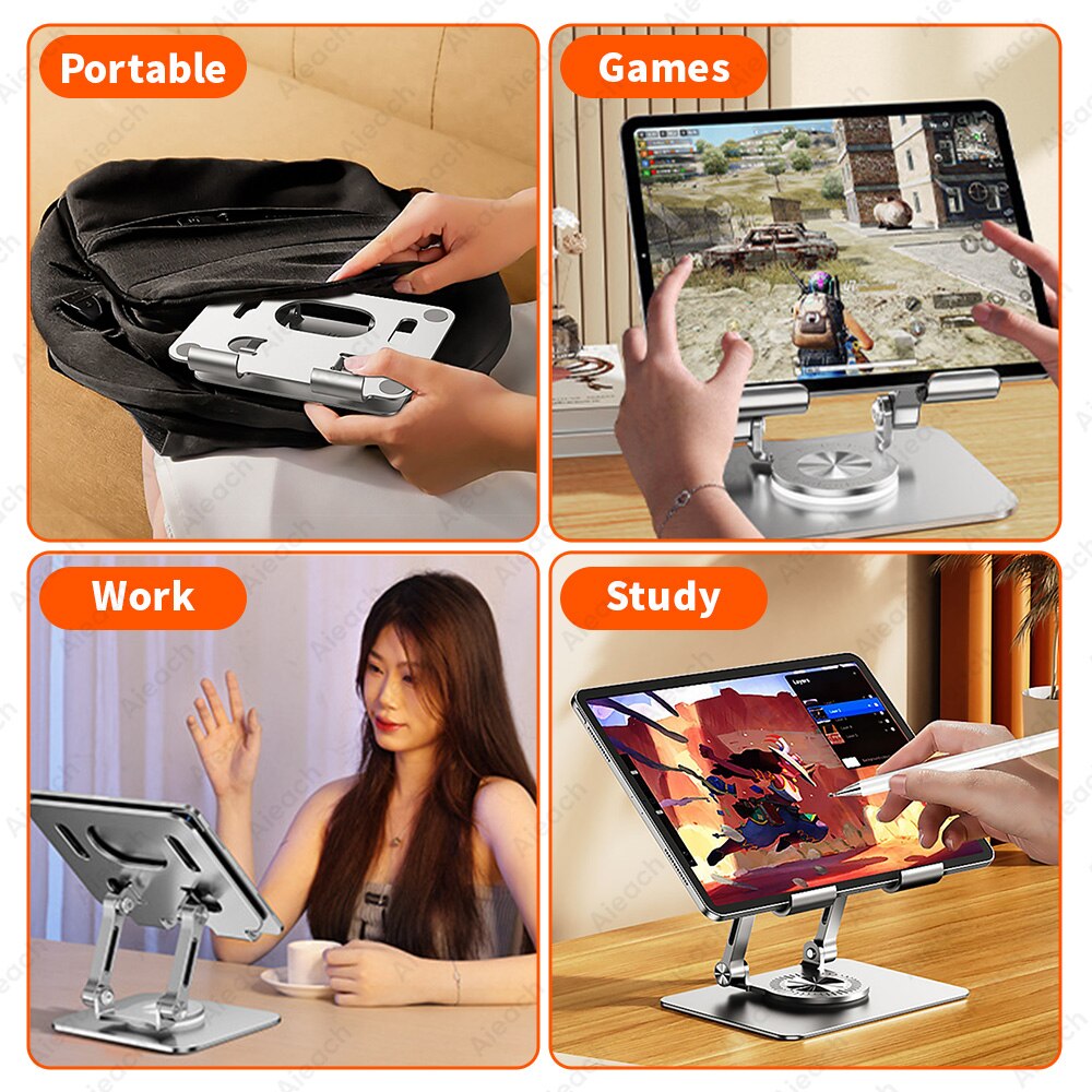 Aieach 12,9 Zoll Tablet Ständer für iPad Pro Stand Xiaomi, iPhone Aluminium Handyhalter, Einstellbare Tablethalter Unterstützung