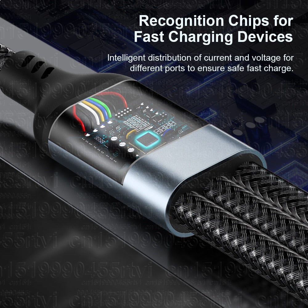 6A 3-in-1 SuperCharging-Kabel Micro-USB-Typ-C, Schnellladegerät Micro-USB-Typ-C-Datenkabel für iPhone 14, 13 Samsung Xiaomi, Huawei