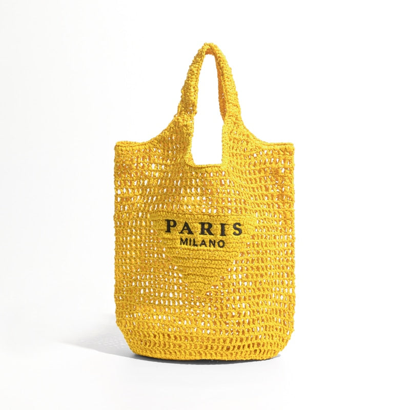 Luxus Design Frauen Geflochtene Bast Stroh Tasche Große Kapazität, Sommer Strandurlaub Schultertasche