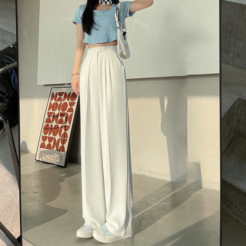 Damen Breite Bein Hosen für den Sommer & Frühling, Lose Jogginghose Chic Split Hohe Taille