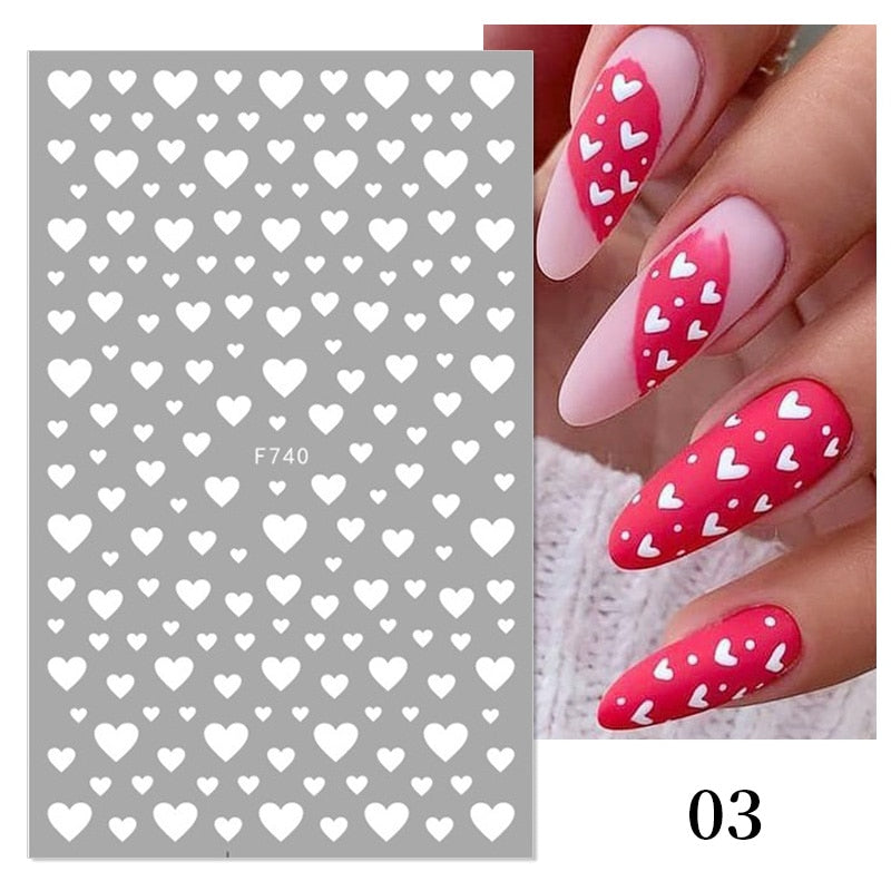 1PCS 3D Nagelzubehör, Maniküre-Nagelteile, Nageldekoration mit Liebes-Herz Aufkleber