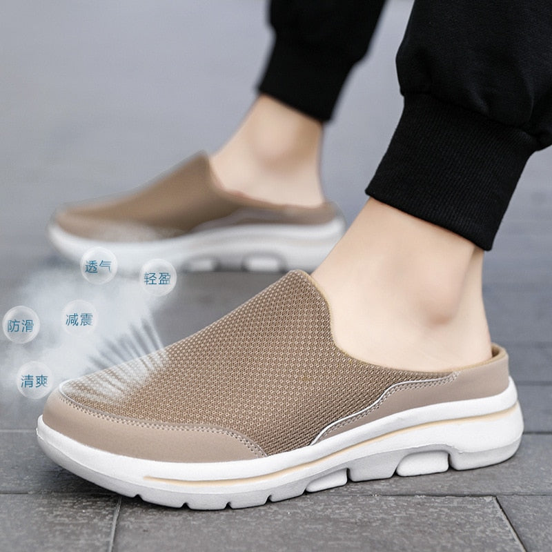 2023 männer Casual Maultiere Mesh Atmungsaktive Flache Hausschuhe