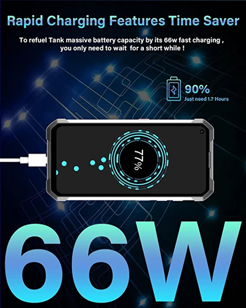 Unihertz TANK Robustes Nachtsicht-Smartphone, Handy, Handy, 22000 mAh, 8 GB, 256 GB, 108 M Kamera, 66 W PD, Helio G99