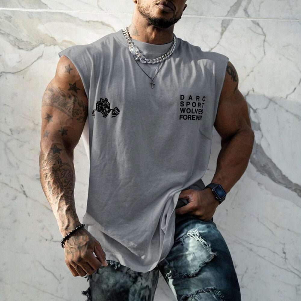 Modisches ärmelloses T-Shirt für Herren, Workout-Tank-Weste, lässige Sportwesten