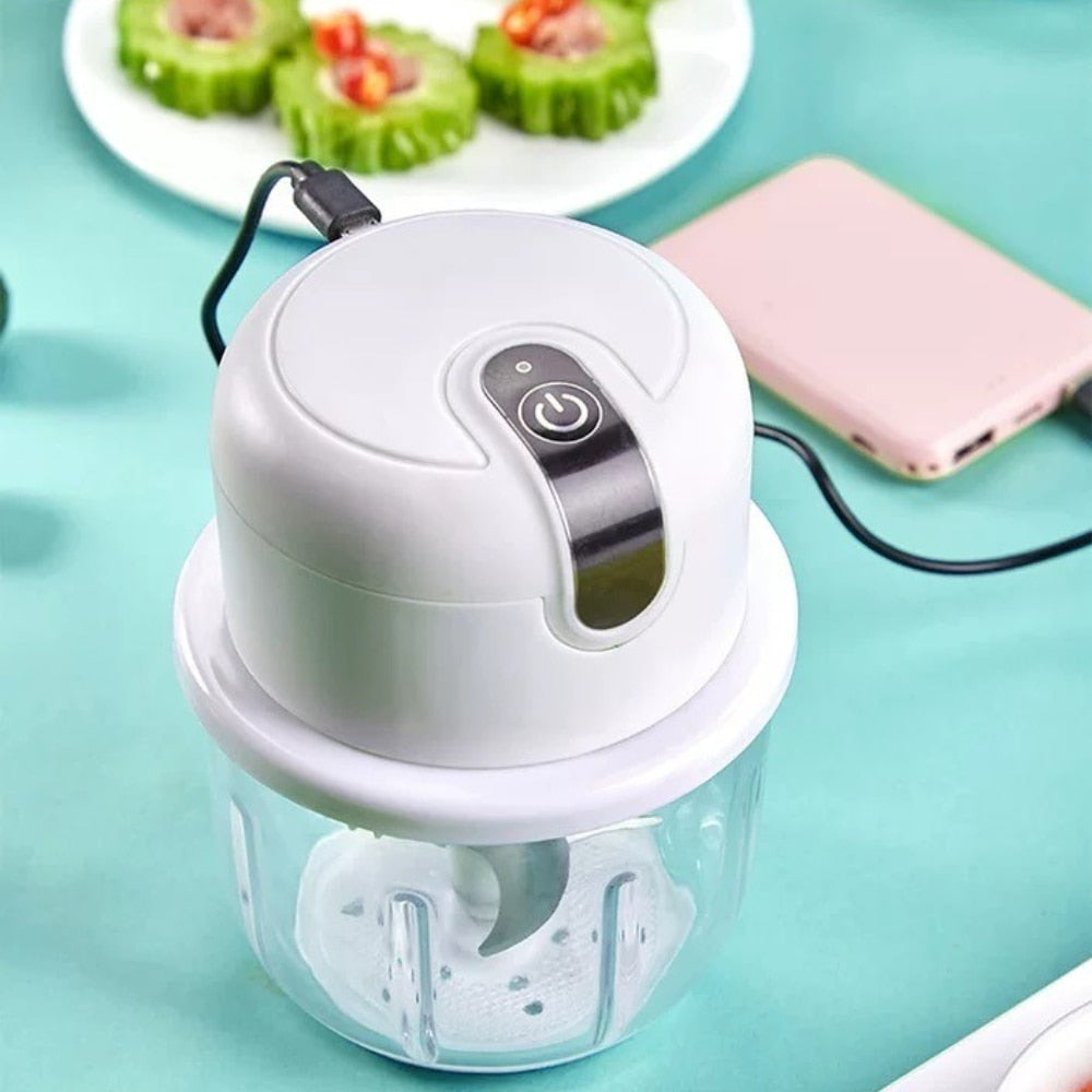 Elektrischer Knoblauchstampfer, Tragbarer Zerkleinerer, Multifunktions-Fleischwolf-Stampfermaschine, Mini-Knoblauch-Gemüsezerkleinerer mit USB-Aufladung