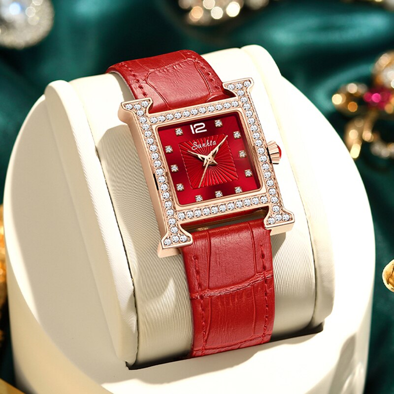 2023 neue Mode Damenuhren, Mode Leder Quarzuhr, TOP Marke Luxus Zifferblatt Einfache Rose Gold