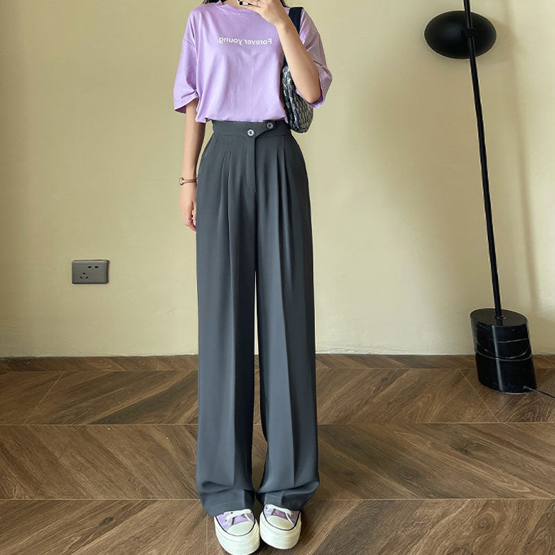 Damen Breite Bein Hosen für den Sommer & Frühling, Lose Jogginghose Chic Split Hohe Taille