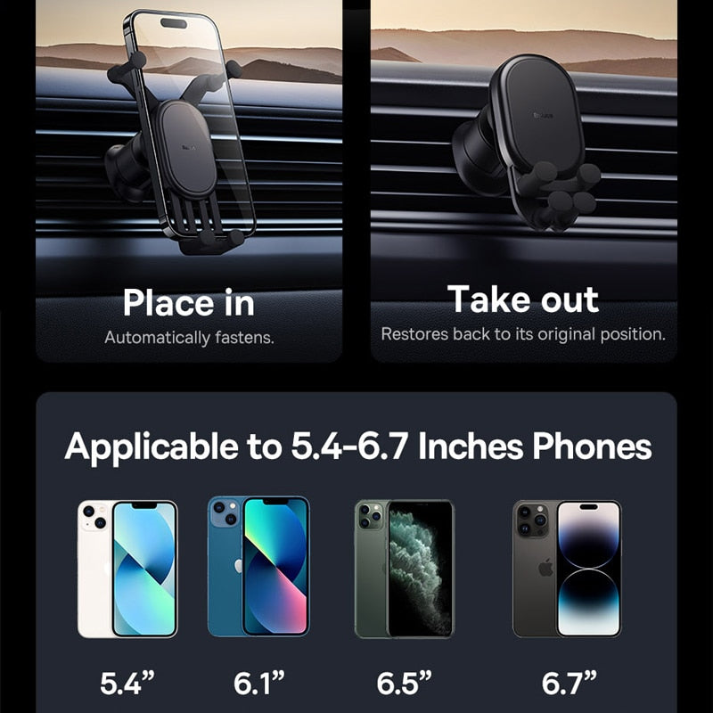 Baseus Autotelefonhalter, Drahtloses Autoladegerät für Lüftungsschlitzhalterung, Schnellladung für iPhone 12, 13, 14 Unterstützt Xiaomi Huawei