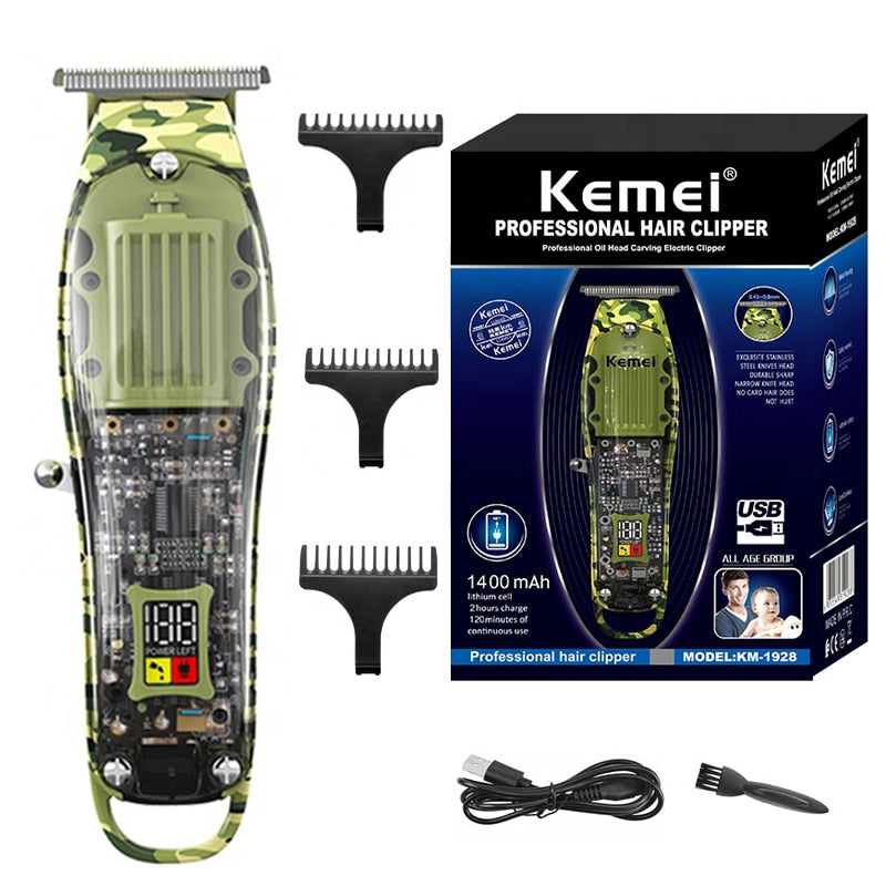 Kemei Professioneller Haarschneider, verstellbarer Haarschneider für Männer, kabel- und schnurlos, elektrische Bart-Haarschneidemaschine, wiederaufladbar