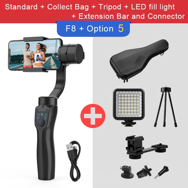 AXNEN F8 3-Achsen Handheld Gimbal Telefonstabilisator, Smartphone-Stativ / Handyhalter für iPhone Android Mobile