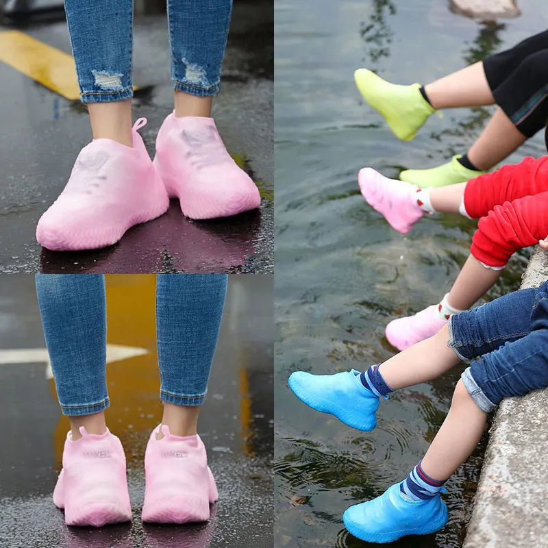 1 Paar wiederverwendbare wasserdichte Regenschuhüberzüge aus Silikon für Outdoor-Regenstiefel, Wanderschuhe