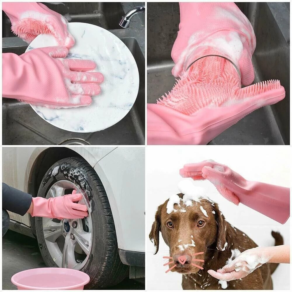 Geschirrspül-Reinigungshandschuhe, magische Silikon-Gummi-Geschirrspülhandschuhe für Haushaltsschwammwäscher