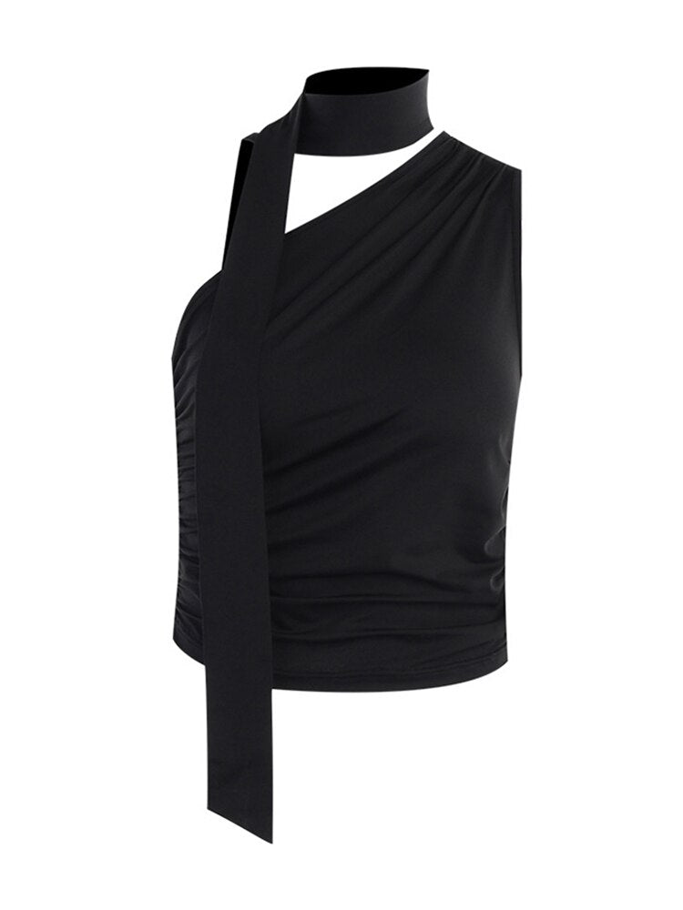 Backless Sexy Off Schulter Halter Tank Tops, Damen Vintage Ärmel Crop Top Y2K Kleidung