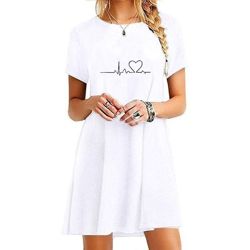 Secret Damen-Sommer-Strand-Minikleid, modisch & kurzärmelig, lockere T-Shirt-Kleider S-2XL